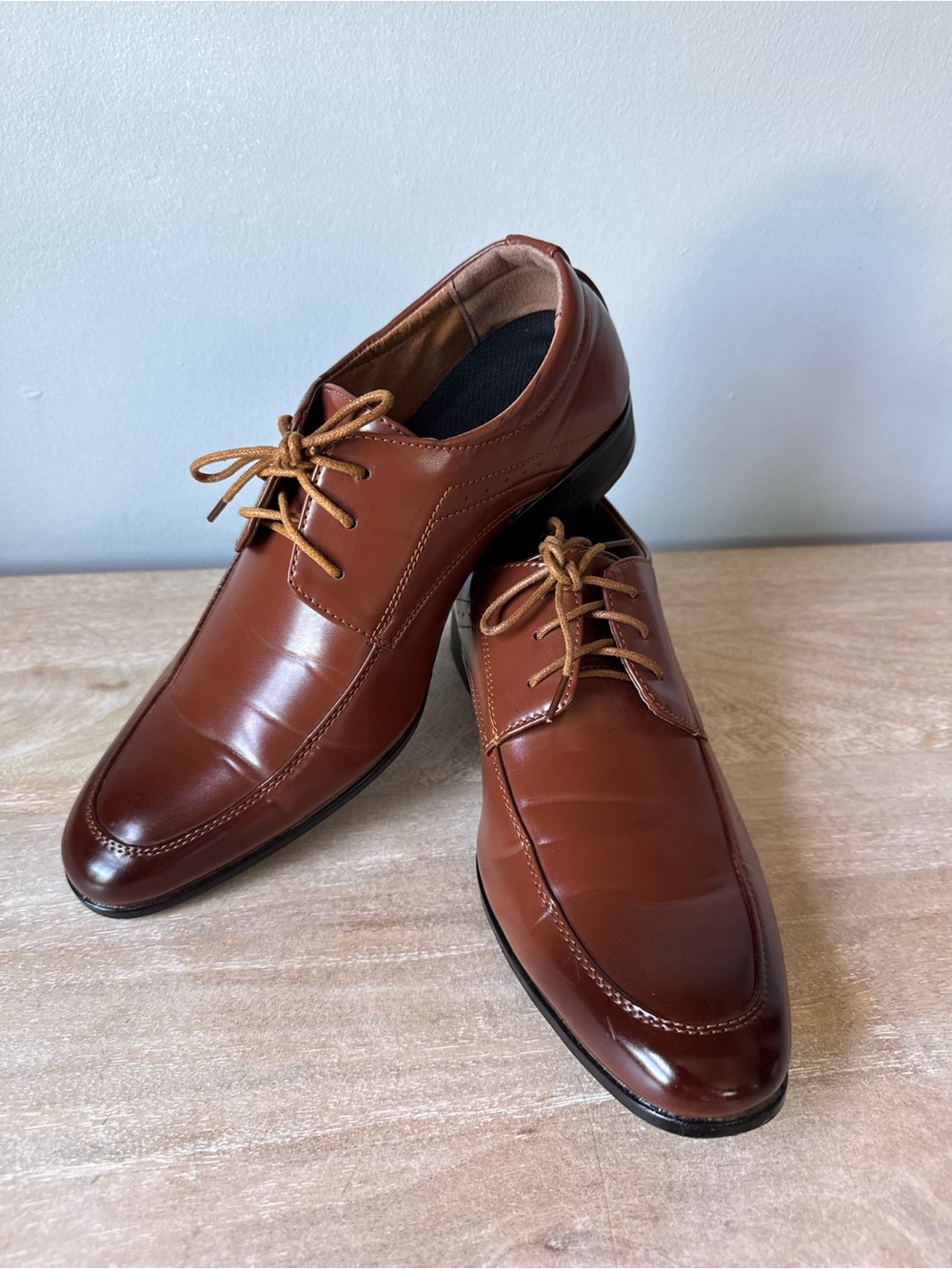 Men's Brown Dress Shoes Oxfords Cognac Lace-Up Business Formal Size 7.5